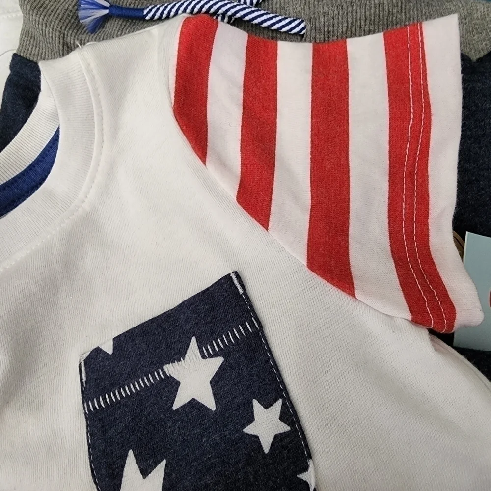 NWT Cat & Jack Patriotic Red White Blue 2 Piece Outfit Toddler 2T American New